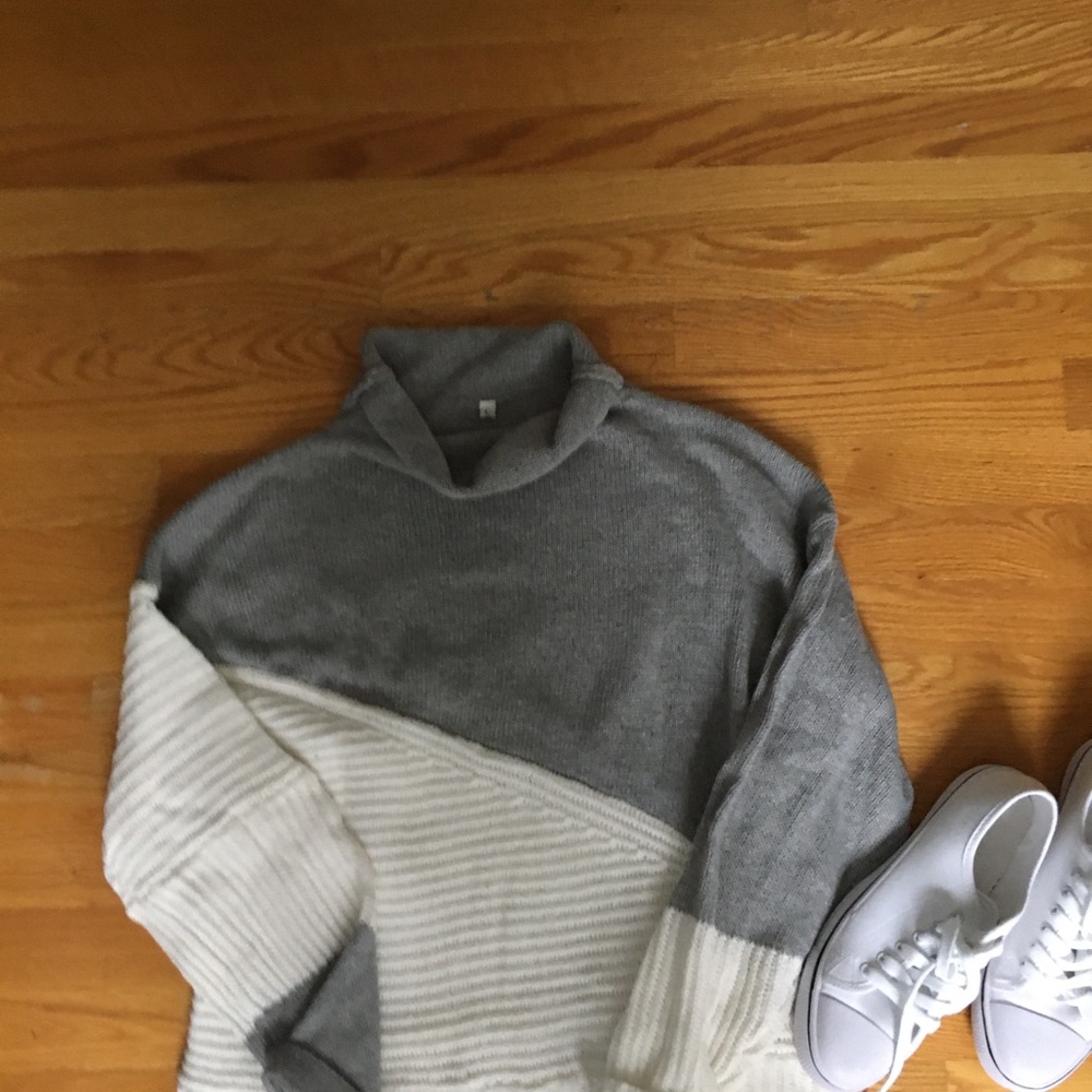 Patchwork Half Turtleneck Pullover - image 3